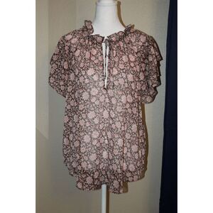 Anthropologie Sheer Floral Print Top